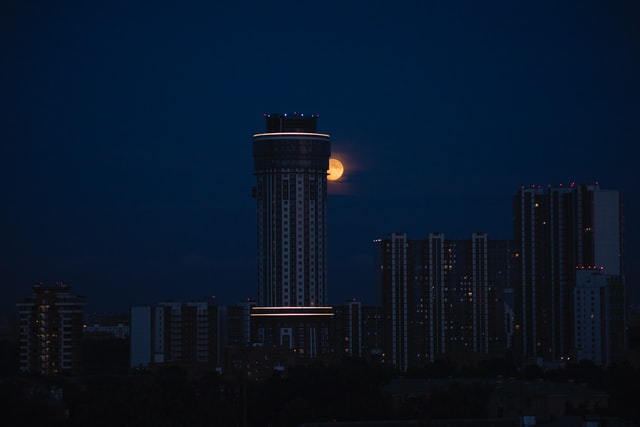 building and moon